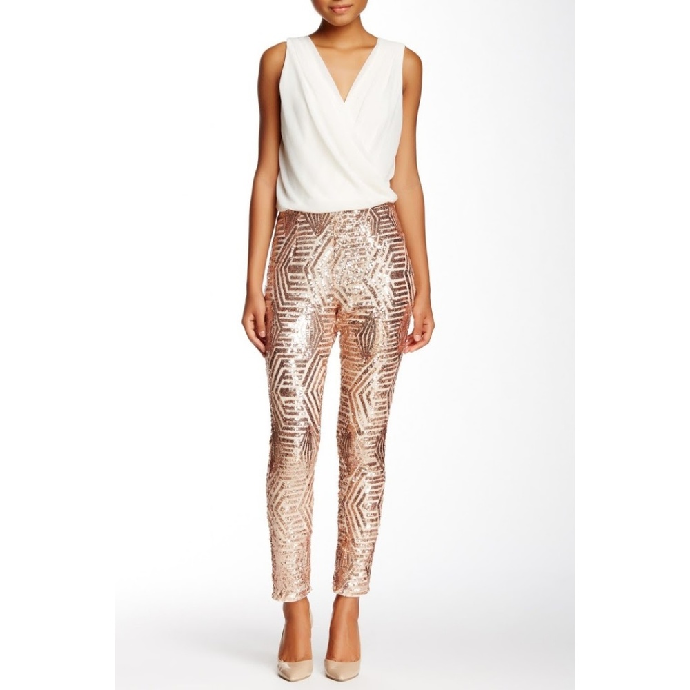 Rose Gold Sequin Pants Jumpsuit